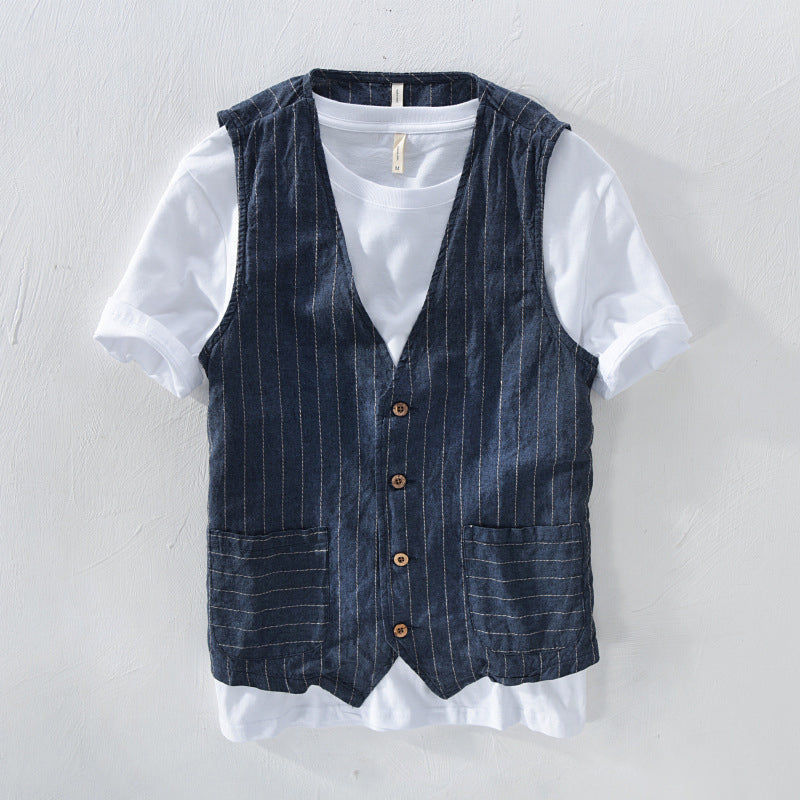 Dan Anthony Linen Striped Vest