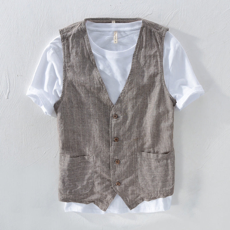 Dan Anthony Linen Striped Vest