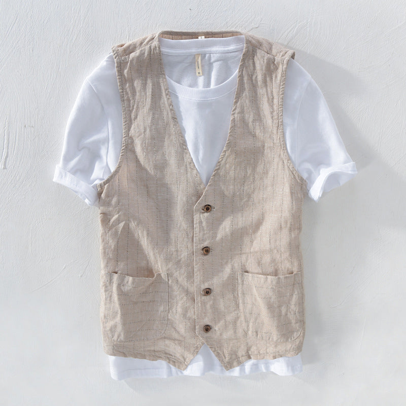 Dan Anthony Linen Striped Vest