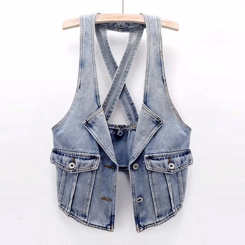 Olivia Klein Blue Denim Vest