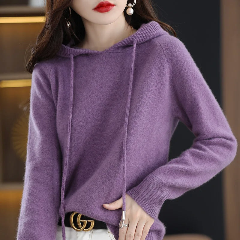 Olivia Klein Knitted Hooded Pullover