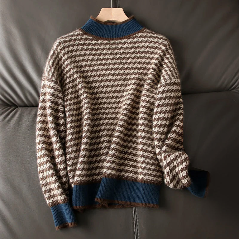 Zoe Knitted Plaid Sweater