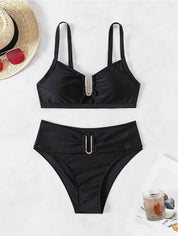 Glamour Noir U‑Bar High‑Waist Set