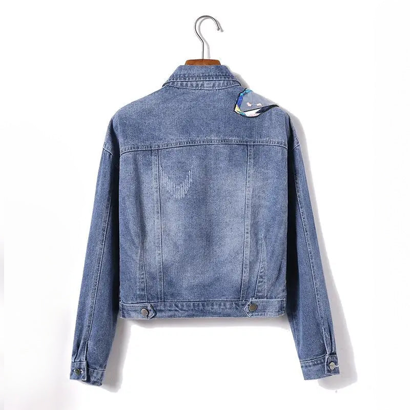 Claire Embroidered Butterfly Denim Jacket