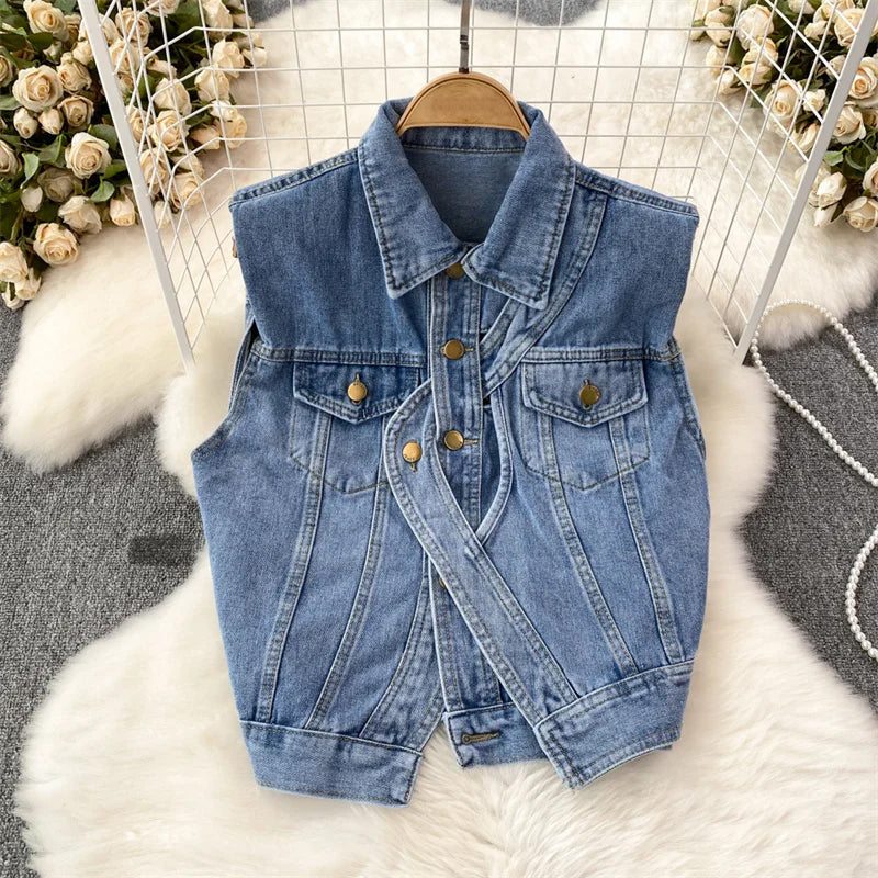 Claire Femme Frayed Denim Vest