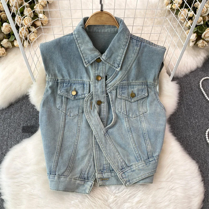 Claire Femme Frayed Denim Vest