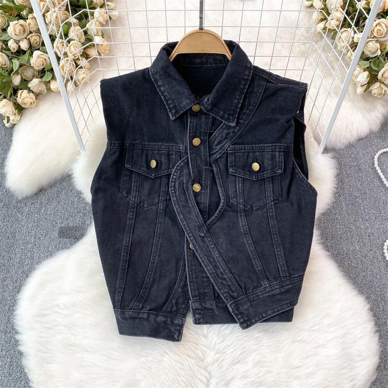 Claire Femme Frayed Denim Vest