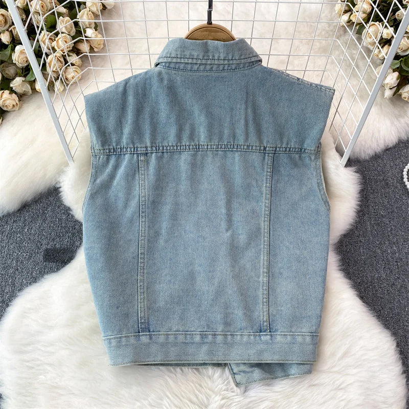 Claire Femme Frayed Denim Vest