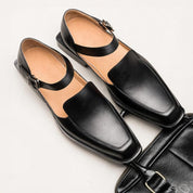 Massimo Black Leather Sandals