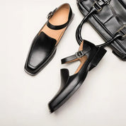 Massimo Black Leather Sandals