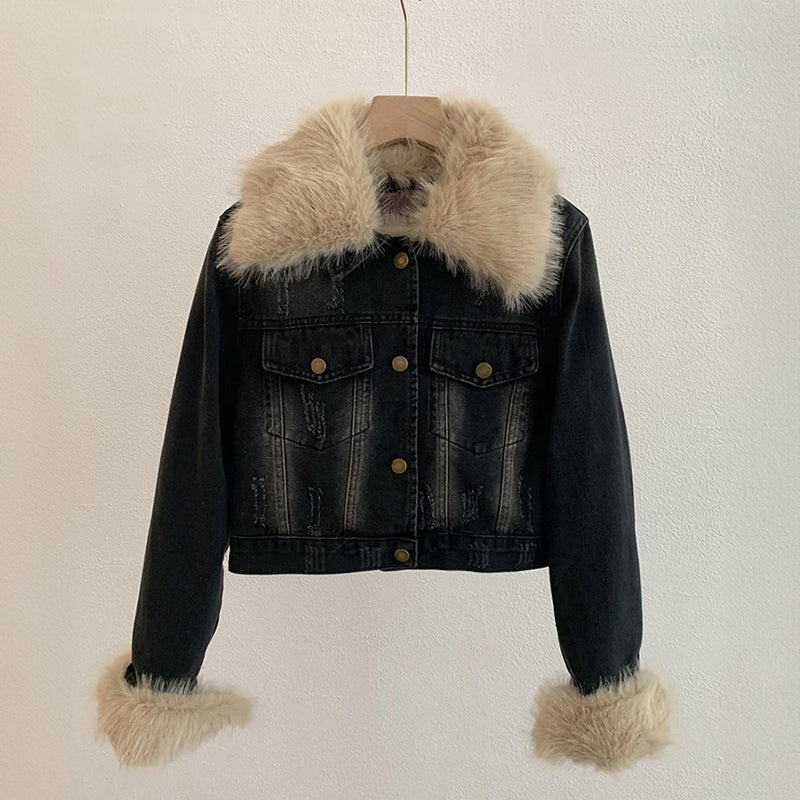 Olivia Klein Adaptable Fur Denim Jacket