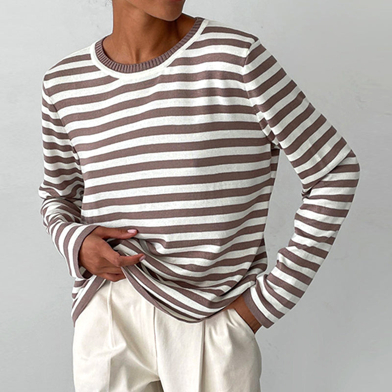 Olivia Klein Chic Striped Long-Sleeve Shirt