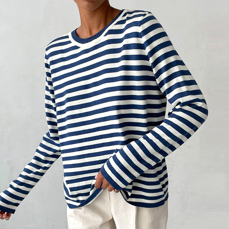 Olivia Klein Chic Striped Long-Sleeve Shirt – Beverlybased