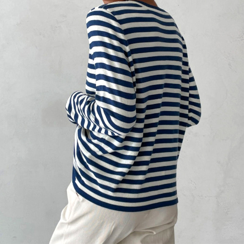 Olivia Klein Chic Striped Long-Sleeve Shirt – Beverlybased