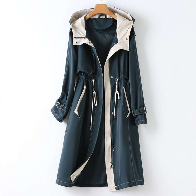 Zoe Contrast Long Trench Coat